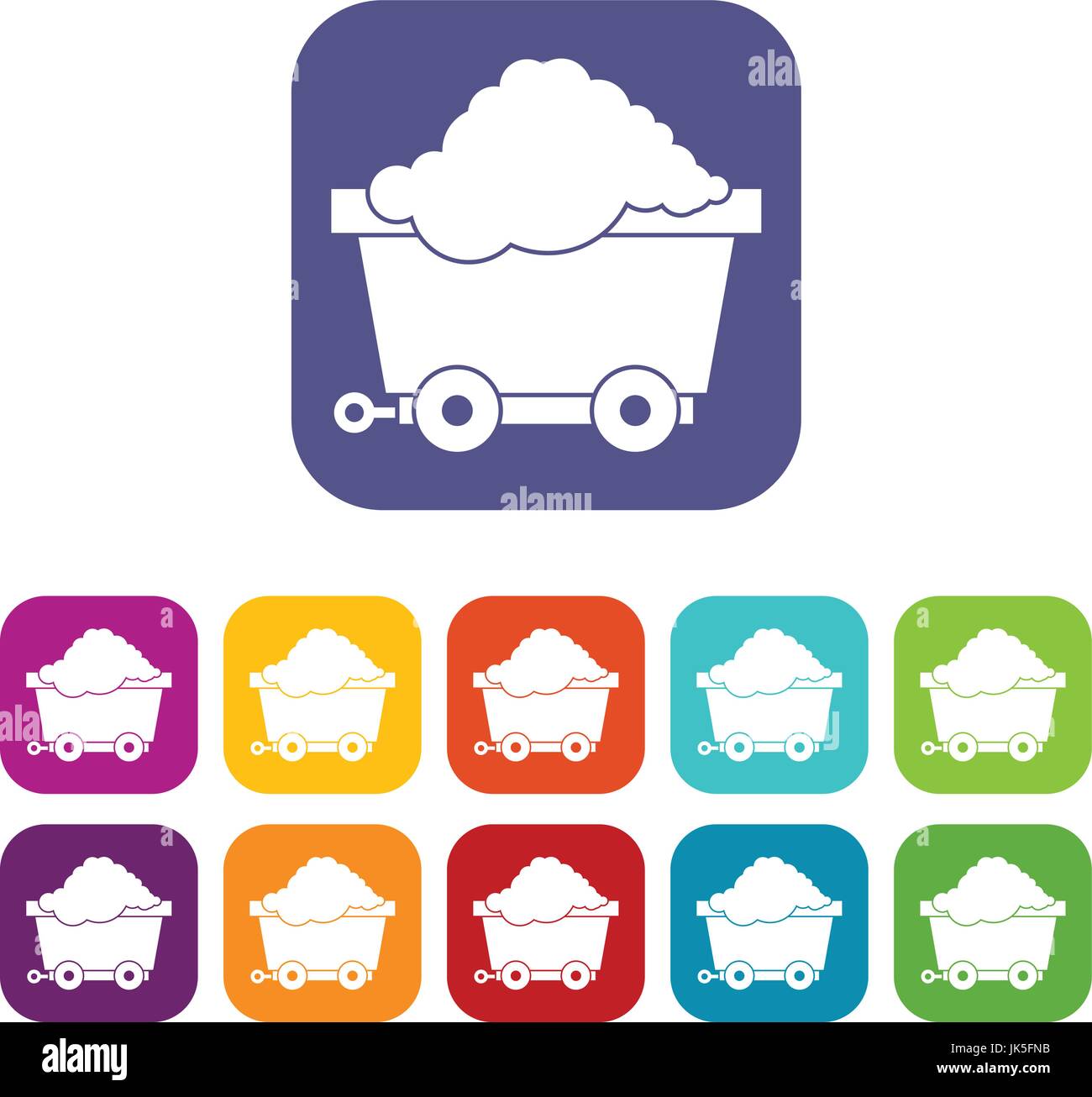 Cart on wheels with coal icons set Stock Vector Image & Art - Alamy