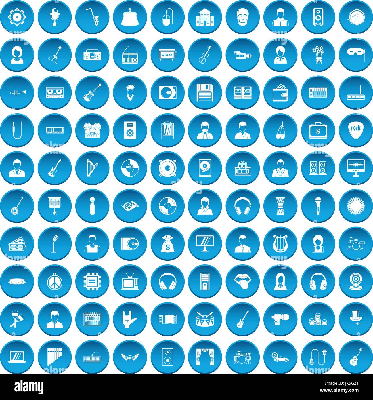 100 music icons set blue Stock Vector Image & Art - Alamy
