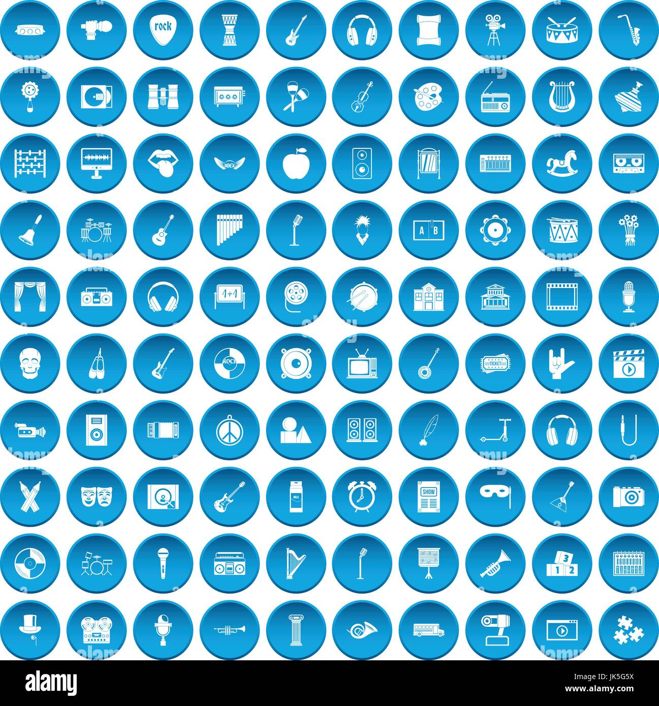 100 musical education icons set blue Stock Vector Image & Art - Alamy