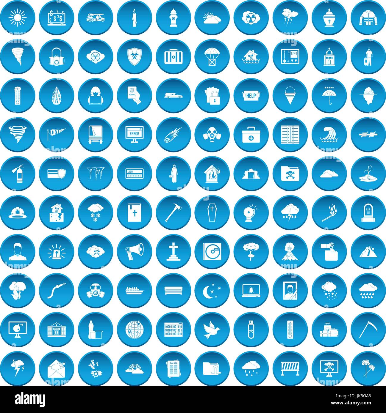 100 natural disasters icons set blue Stock Vector Image & Art - Alamy