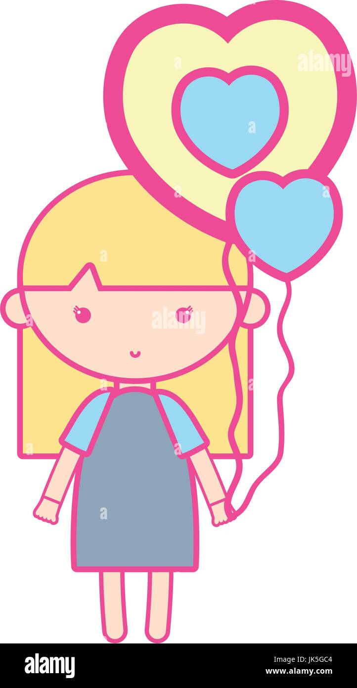 beauty girl with heart balloons and hairstyle design Stock Vector Image ...