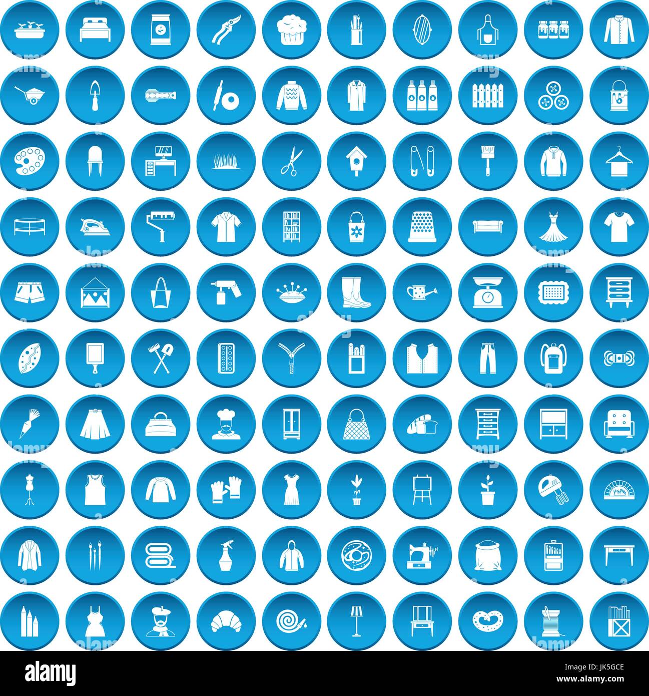 100 needlework icons set blue Stock Vector Image & Art - Alamy
