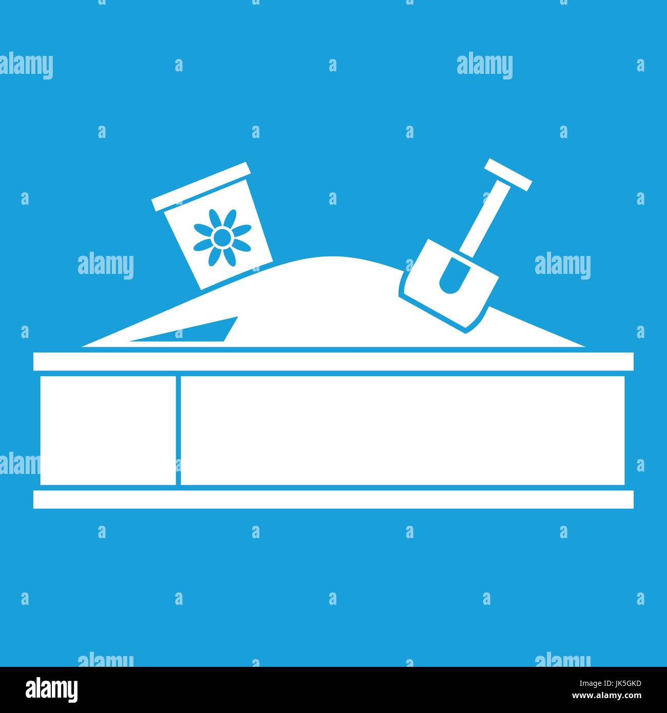Sandbox with bucket and shovel icon white Stock Vector Image & Art - Alamy