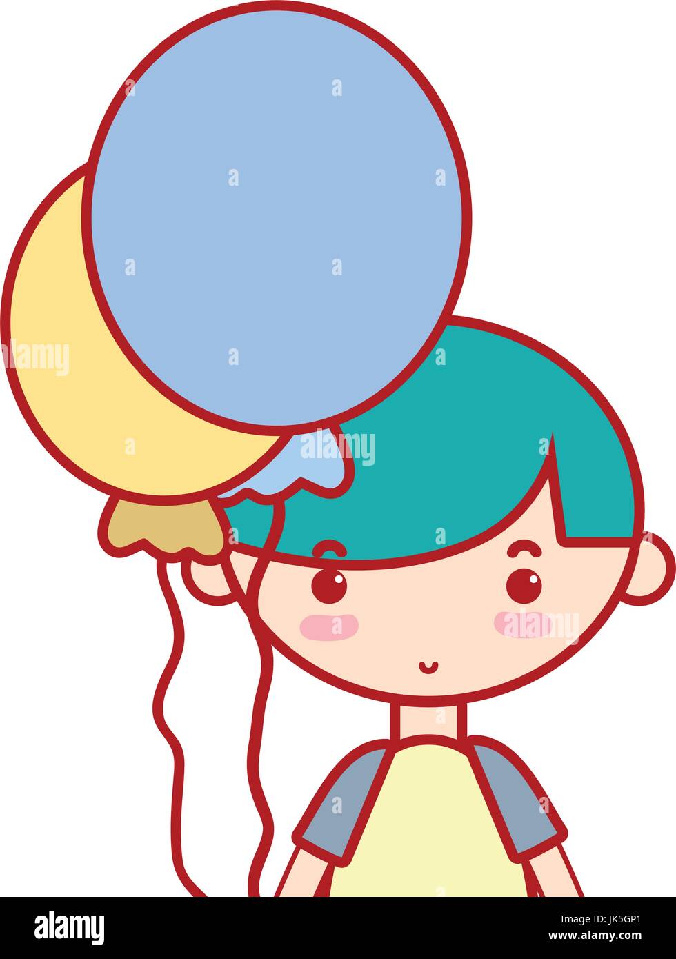 cute boy with balloons and hairstyle design Stock Vector