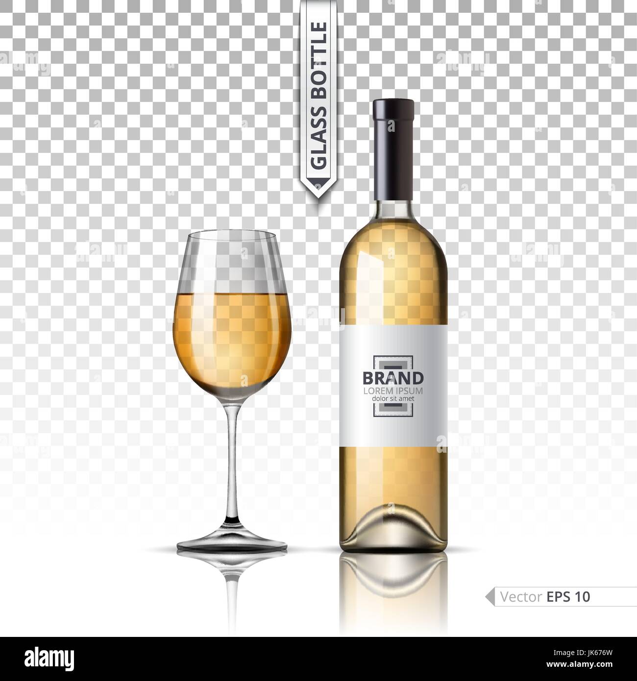 Realistic Glass of Red wine and bottle isolated on transparent ...