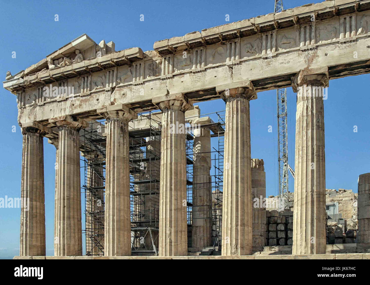 Athens, Greece. 30th Sep, 2004. Detail view of the Doric columns on the ...