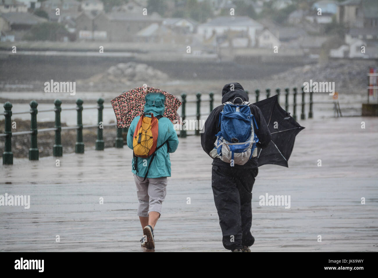 Penzance, Cornwall, UK. 22nd July, 2017. UK Weather. More bands of heavy rain continue to sweep across south west Cornwall - for the first day of the summer holidays. Credit: Simon Maycock/Alamy Live News Stock Photo