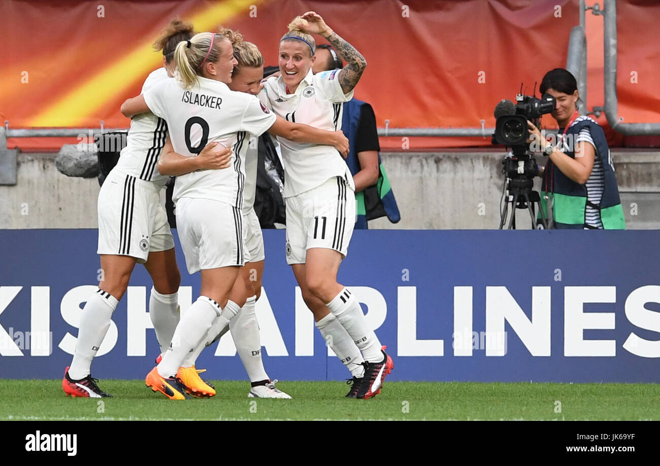 Germany's Josephine Henning (2R) celebrates her 10 goal with team