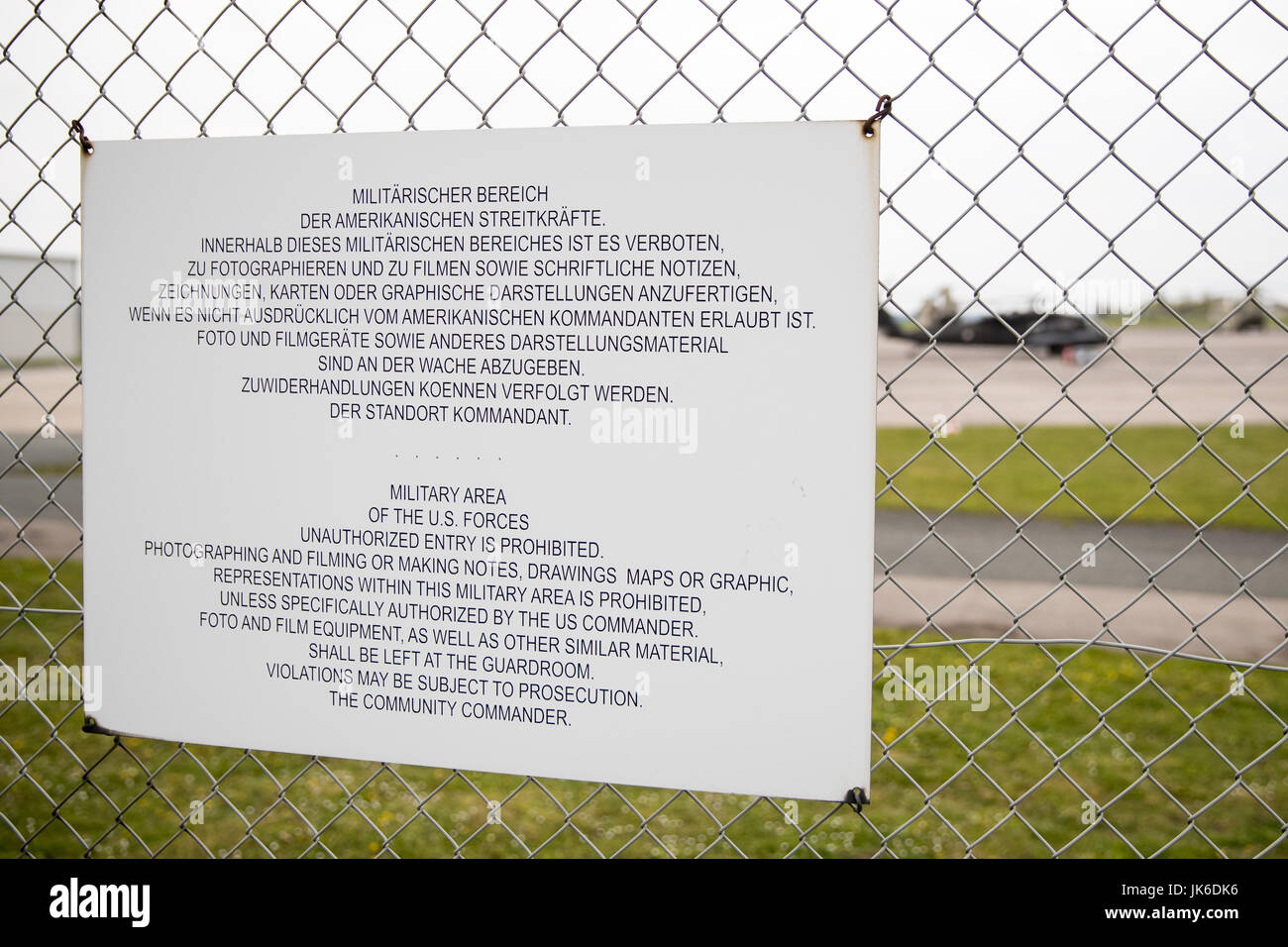 Ansbach Germany 27th Apr 2017 A Sign At The Airfield Of The 