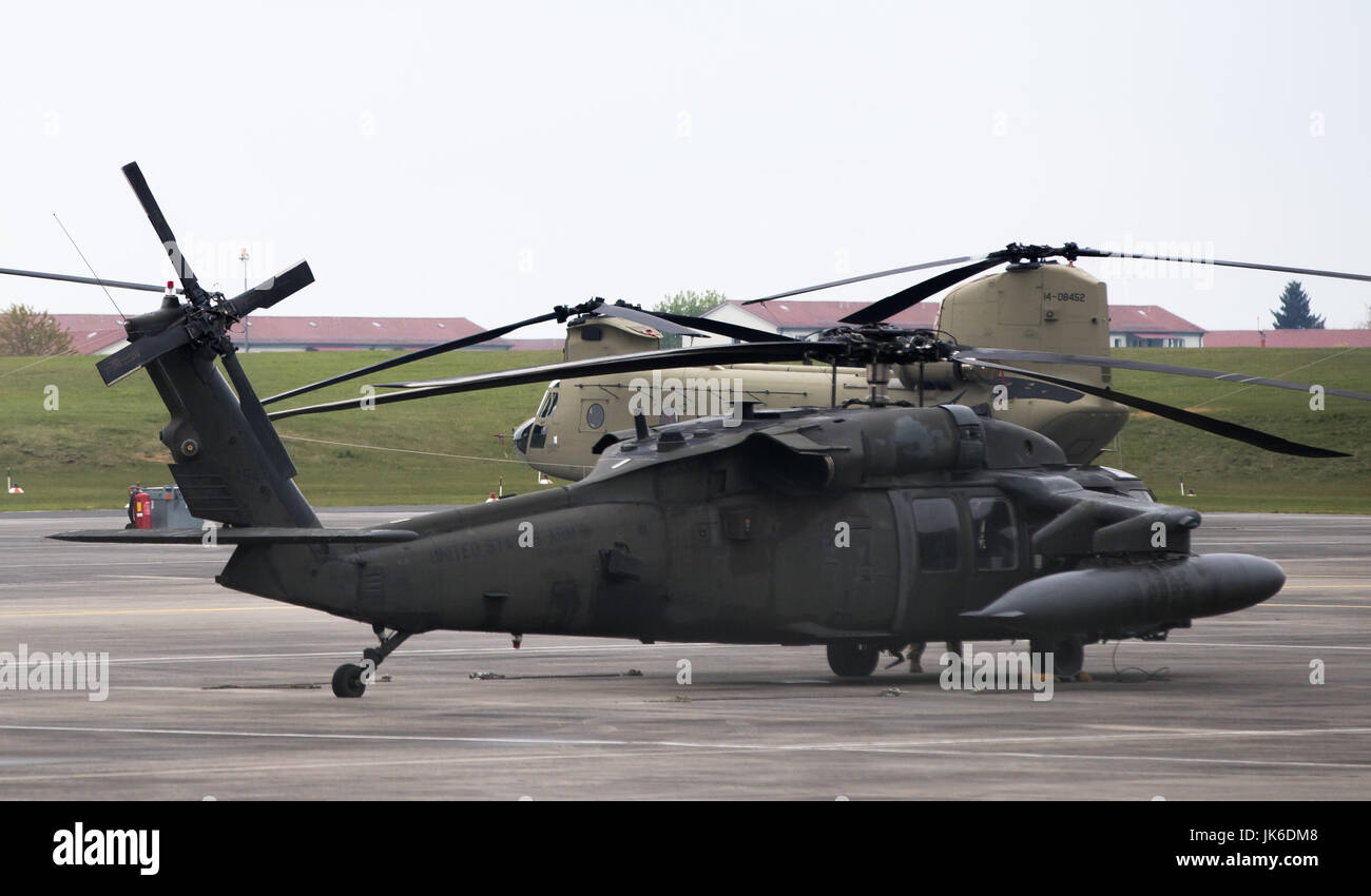 Ansbach Germany 27th Apr 2017 Helicopters Stand On The Airfield Of 