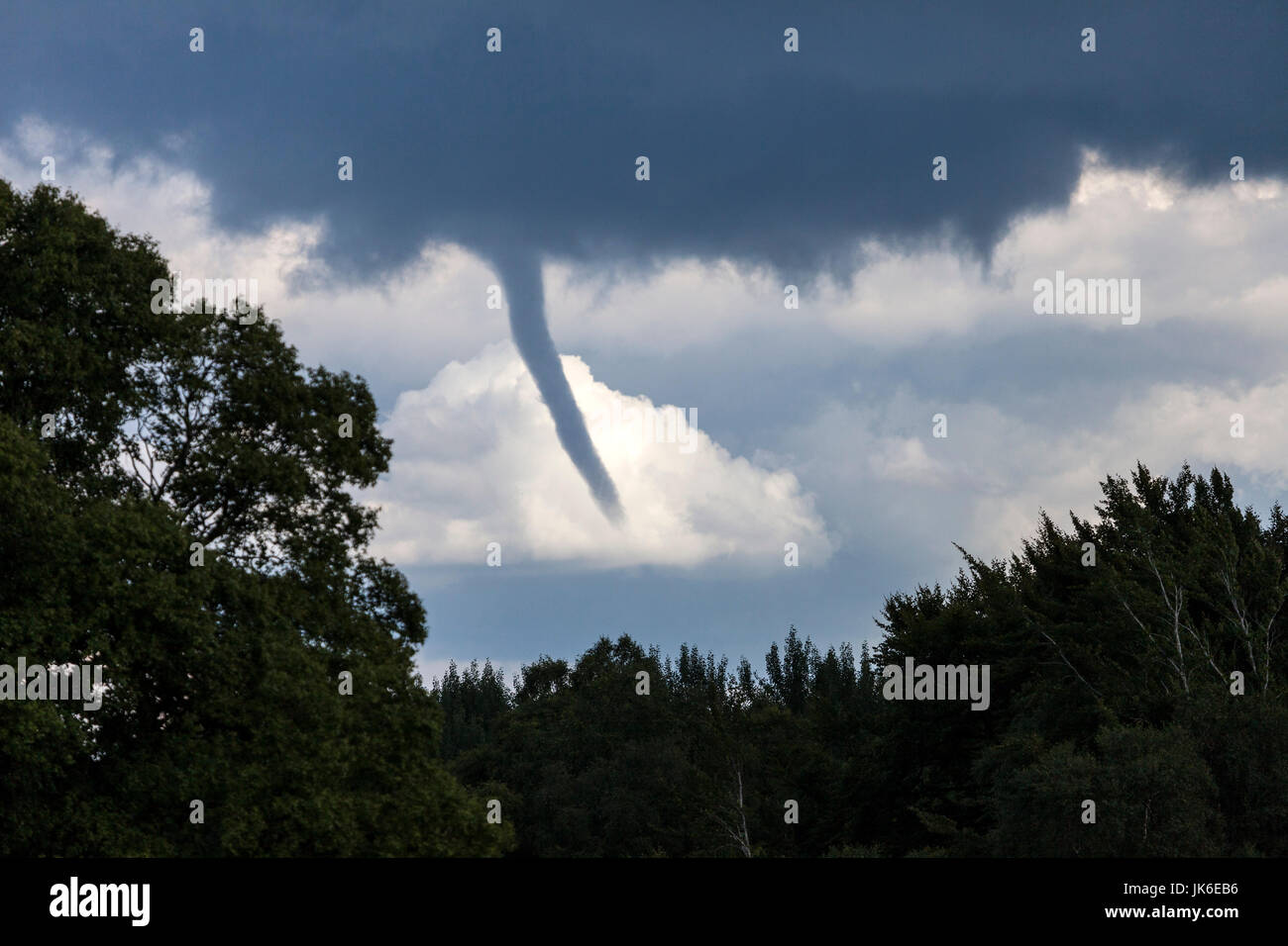 Bowlees, Upper Teesdale, County Durham UK.  Saturday 22nd July 2017. UK Weather.  This Funnel Cloud which can form into a Tornado was spotted near Bowlees in Upper Teesdale this afternoon as thunderstorms and torrential rain swept through some parts of County Durham. This tornado formed only minutes after four people were rescued from a nearby island in the River Tees after being cut off by a flash flood.  Credit: David Forster/Alamy Live News. Stock Photo