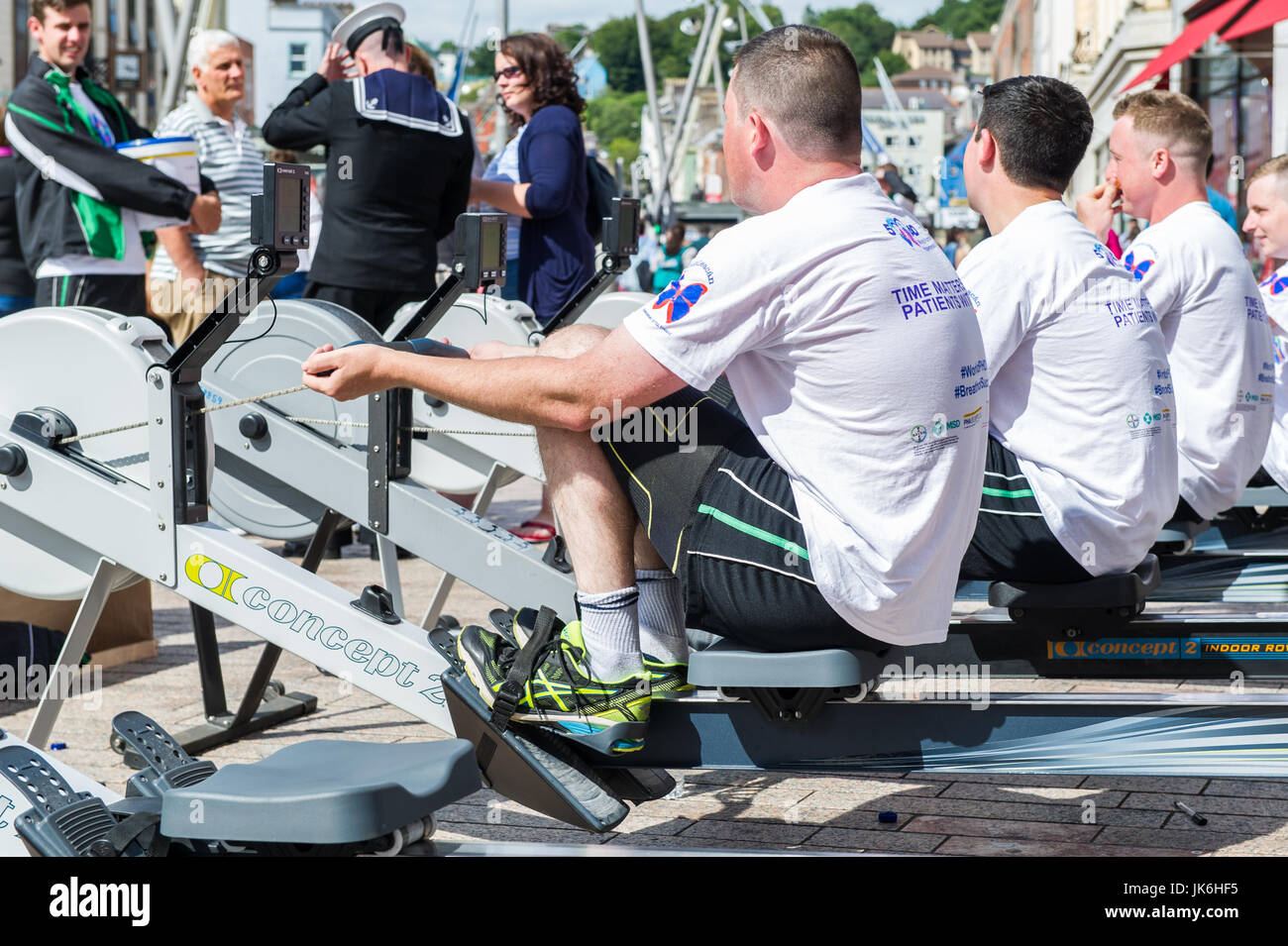 Cork, Ireland. 22nd July, 2017.  The Irish Navy did a charity row in aid of Pulmonary Hypertension Ireland today.  The illness is extremely rare, with only 150 known cases in Ireland. There is no cure for the illness, only treatment.  Credit: Andy Gibson/Alamy Live News. Stock Photo