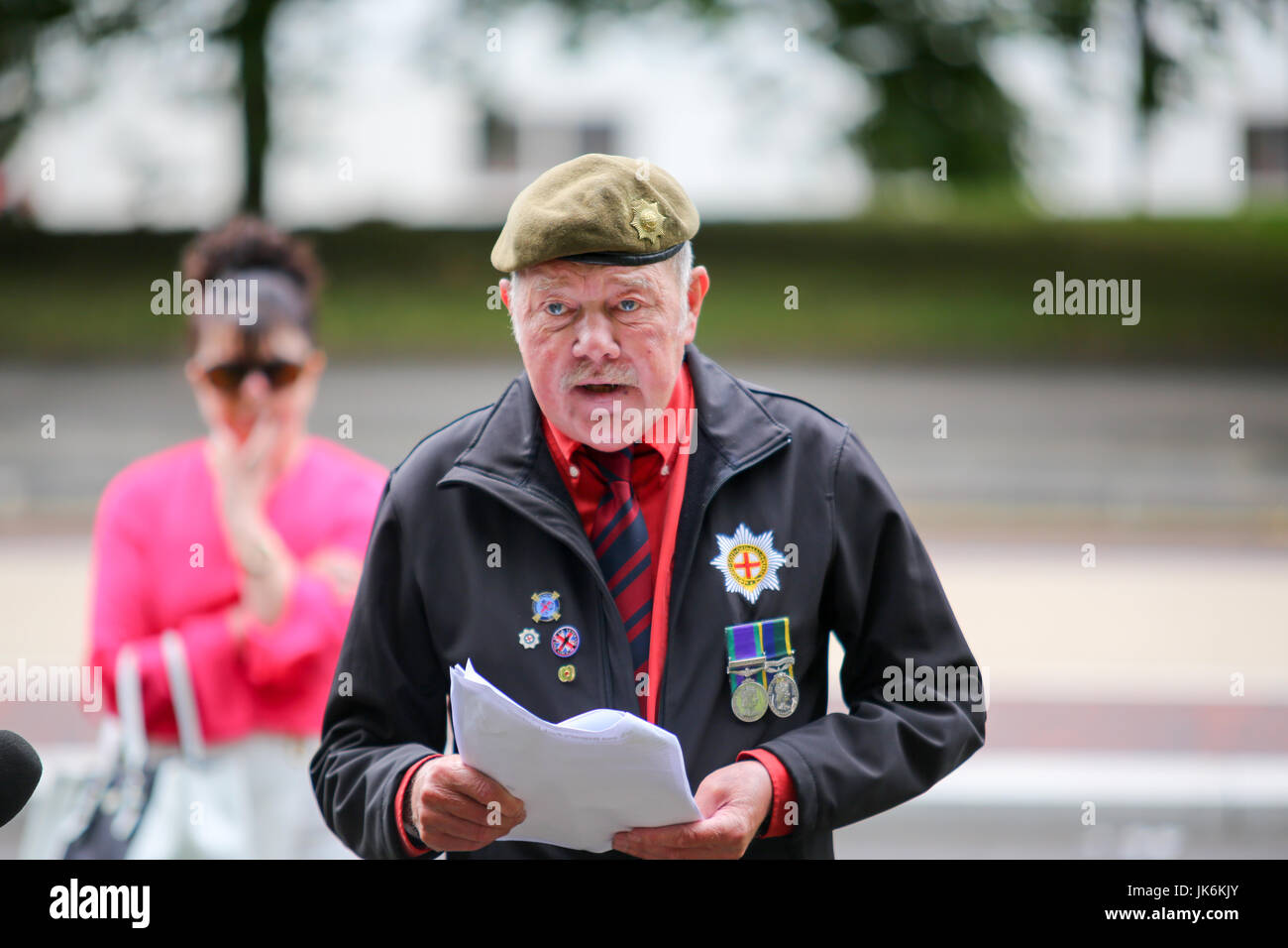 London, UK. 22nd July, 2017. UK Veterans One Voice march from Hyde Park