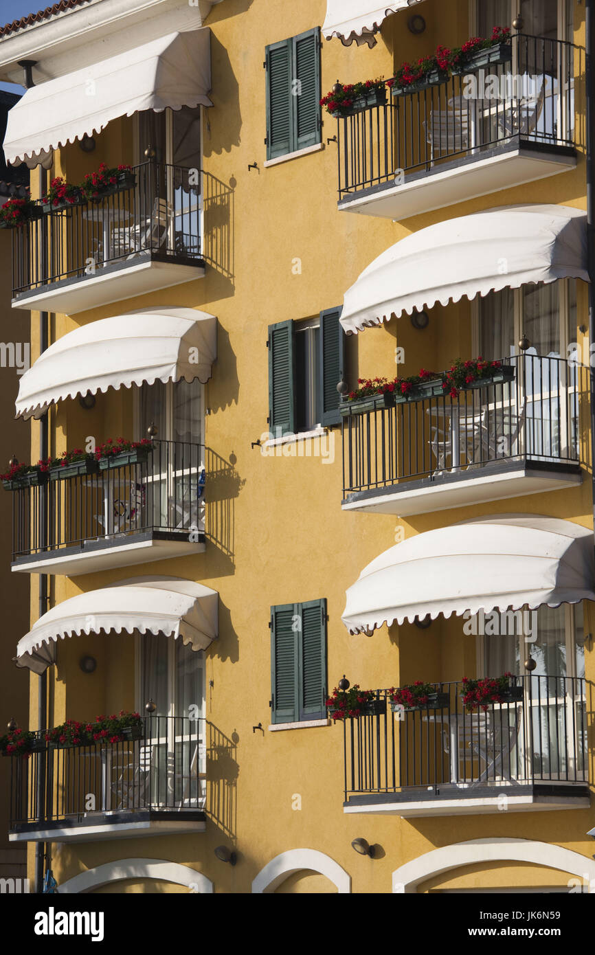 Italy, Lombardy, Lake District, Lake Garda, Sirmione, lakeside building Stock Photo