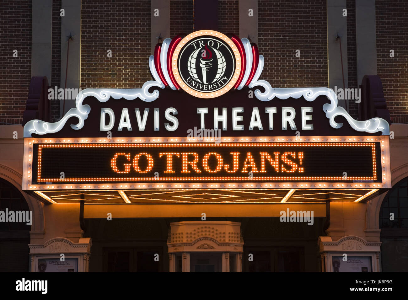 USA, Alabama, Montgomery, Troy University, Davis Theater marquee Stock