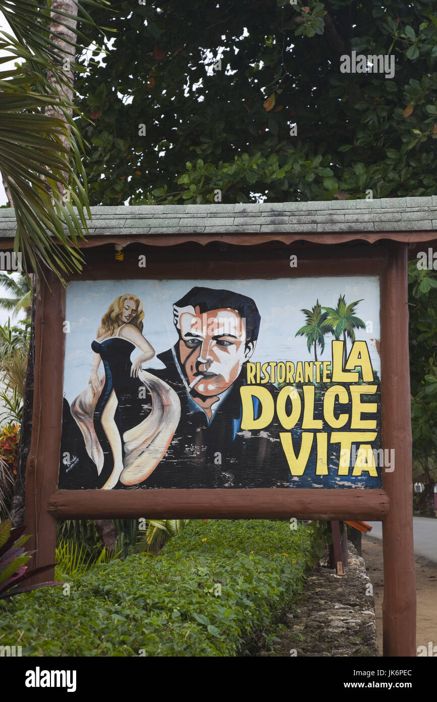 Dominican Republic, Samana Peninsula, Las Terrenas, Playa Las Terrenas beach, La Dolce Vita restaurant Stock Photo