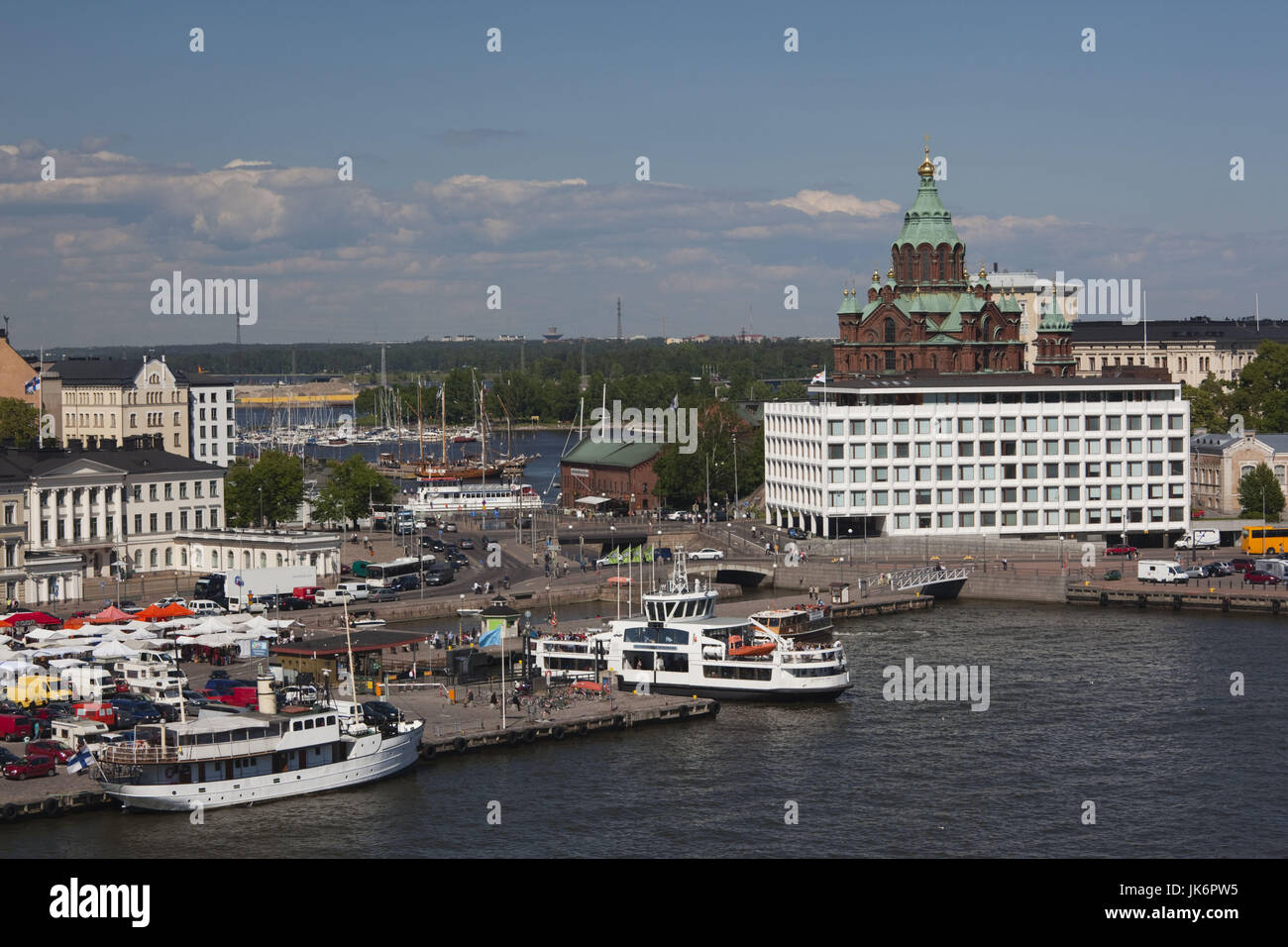 Finland, Helsinki, Helsinki Harbor, Kauppatori area, elevated view Stock Photo
