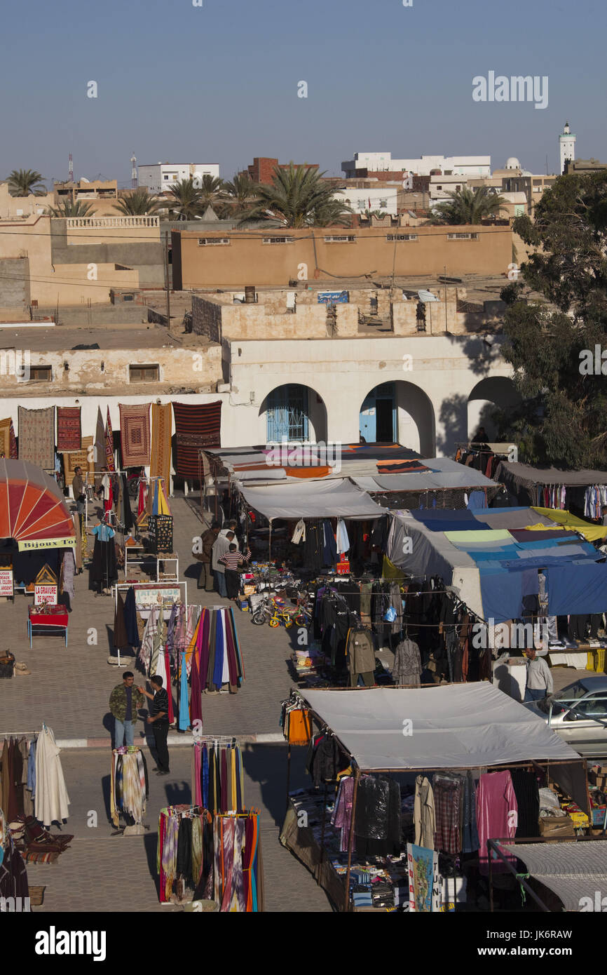 Tunisia, Sahara Desert, Douz, souq-market elevated view Stock Photo