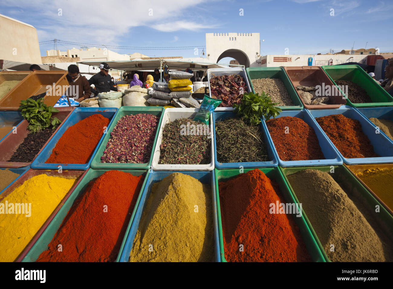 Tunisia, Sahara Desert, Douz, spice market Stock Photo
