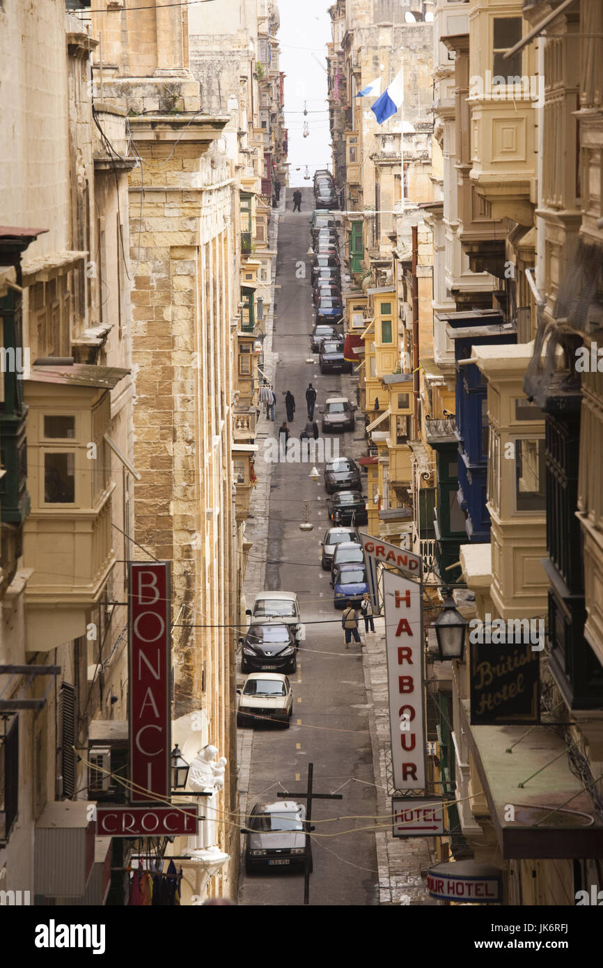Malta, Valletta, Triq Sant-Orsla, St. Ursula Street Stock Photo