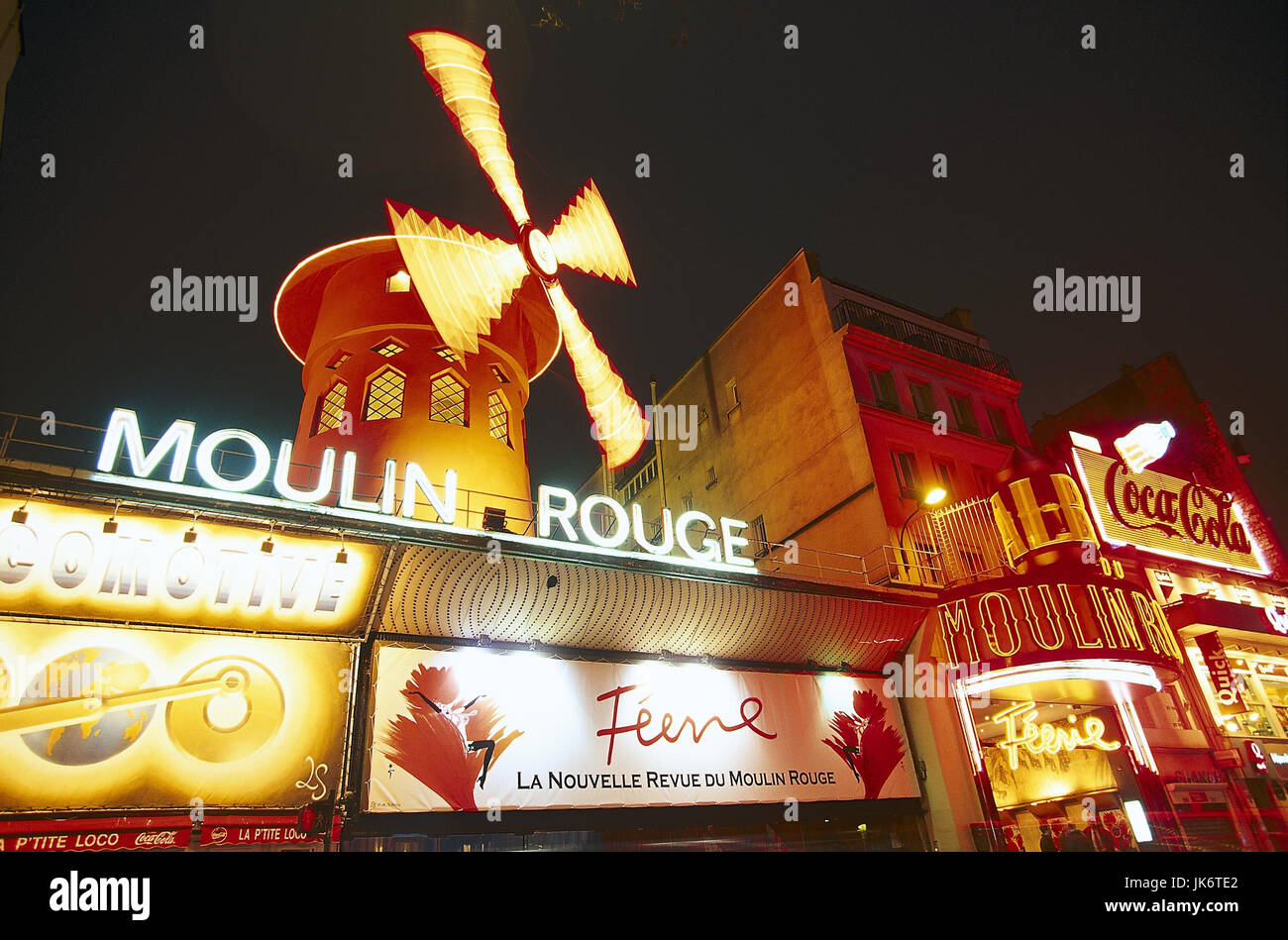 Frankreich, Paris, Moulin Rouge,  Revuetheater, Nacht  Hauptstadt, Vergnügungsviertel, Boulevard de Clichy, Place Blanche, Place Pigalle, Nachtlokal, Etablissement, Sehenswürdigkeit, Abend Stock Photo