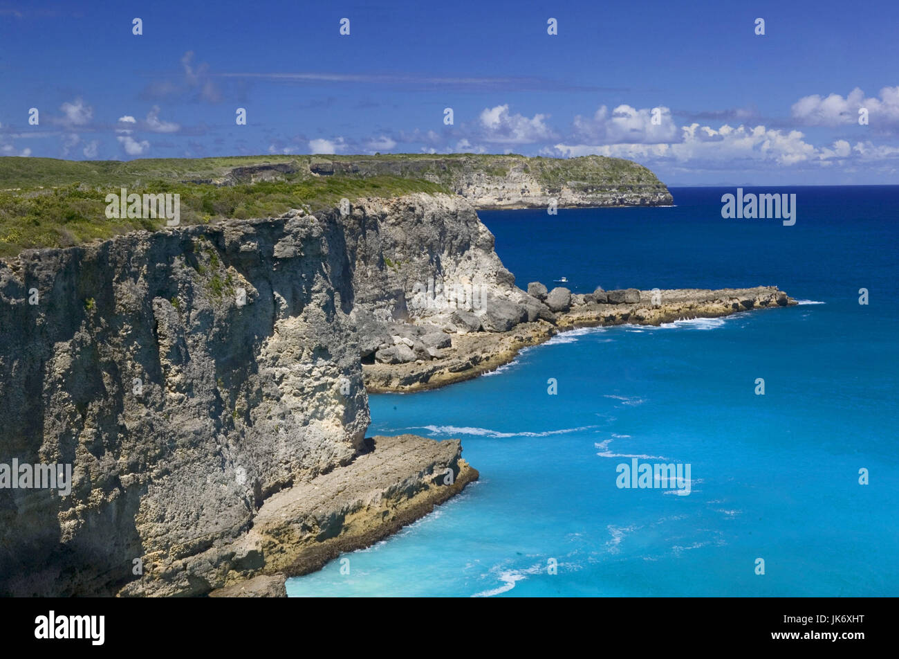Guadeloupe, Felsküste, Ozean, Panorama, Stock Photo