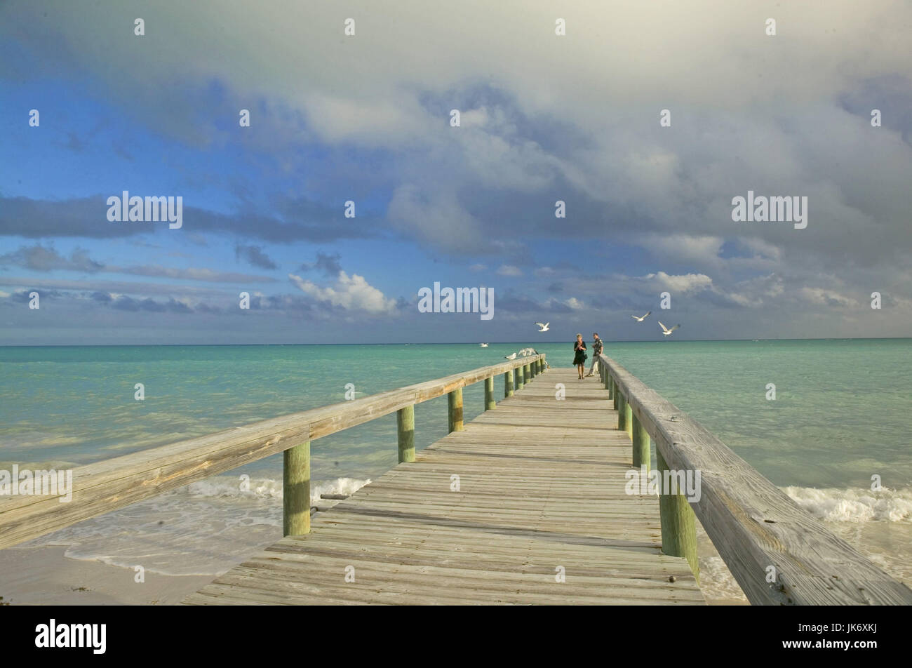 Bahamas, Ozean, Steg, Personen, Aussicht Stock Photo