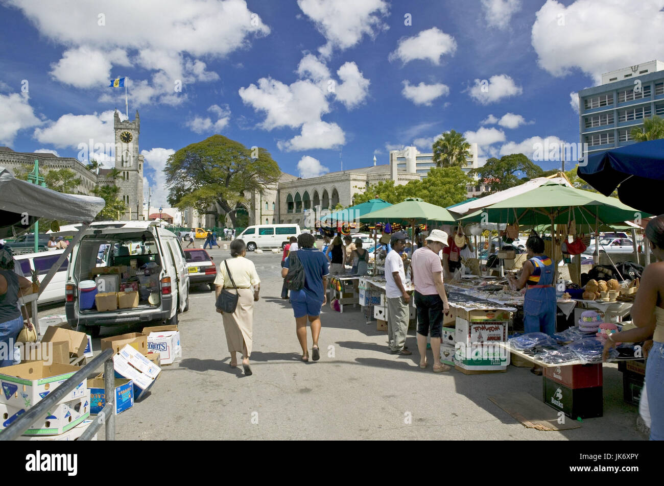 Barbados, Bridgetown, Straßenmarkt, Besucher, no model release Stock Photo