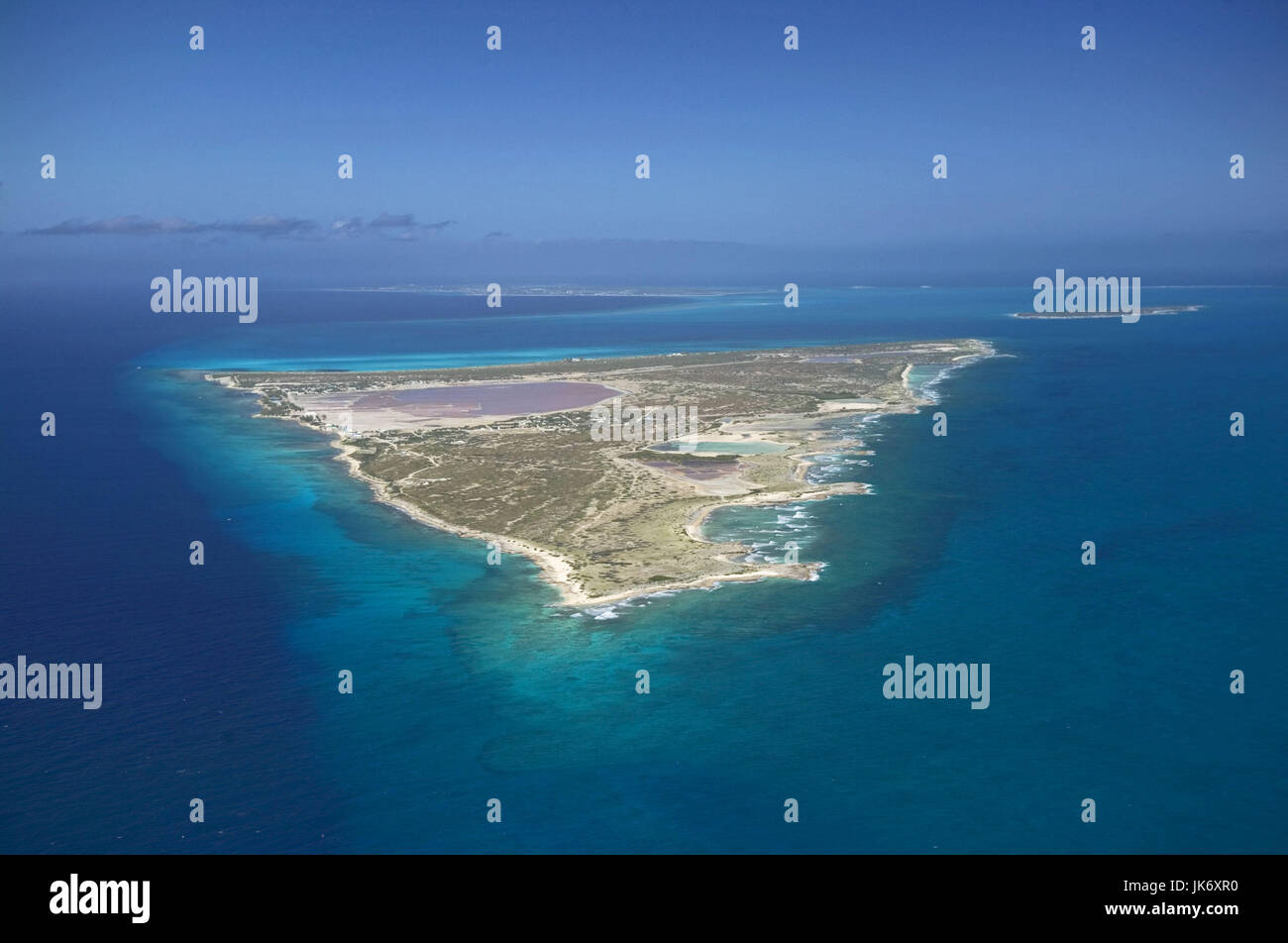 Karibik, Turks- und Caicosinseln, Salt Cay Island, Turks, Inselgruppe, Luftaufnahme Stock Photo