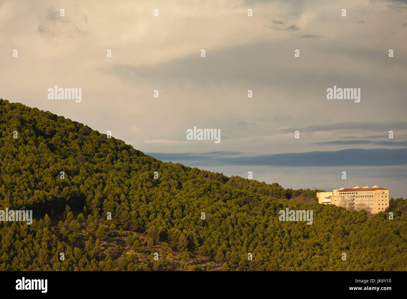 Spain, Andalucia Region, Jaen Province, Jaen, hillside monastery on Cerro de Santa Catalina hill, morning Stock Photo