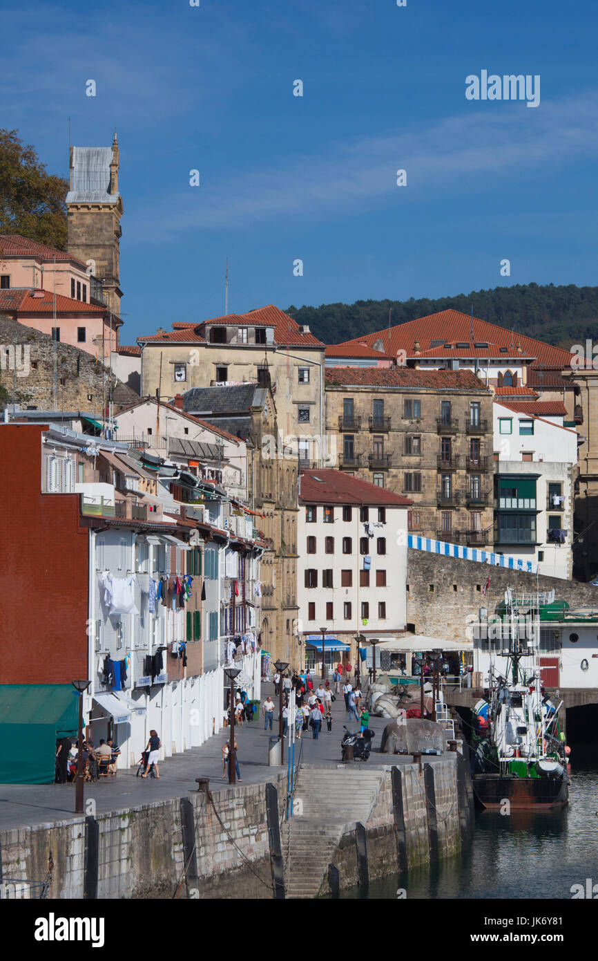 Spain, Basque Country Region, Guipuzcoa Province, San Sebastian, Old Town waterfront Stock Photo