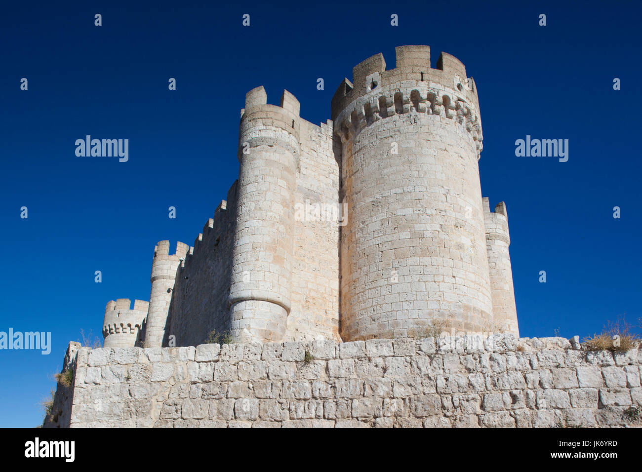 Spain, Castilla y Leon Region, Valladolid Province, Penafiel, Castillo Penafiel, contains the Valladolid Province Wine Museum Stock Photo