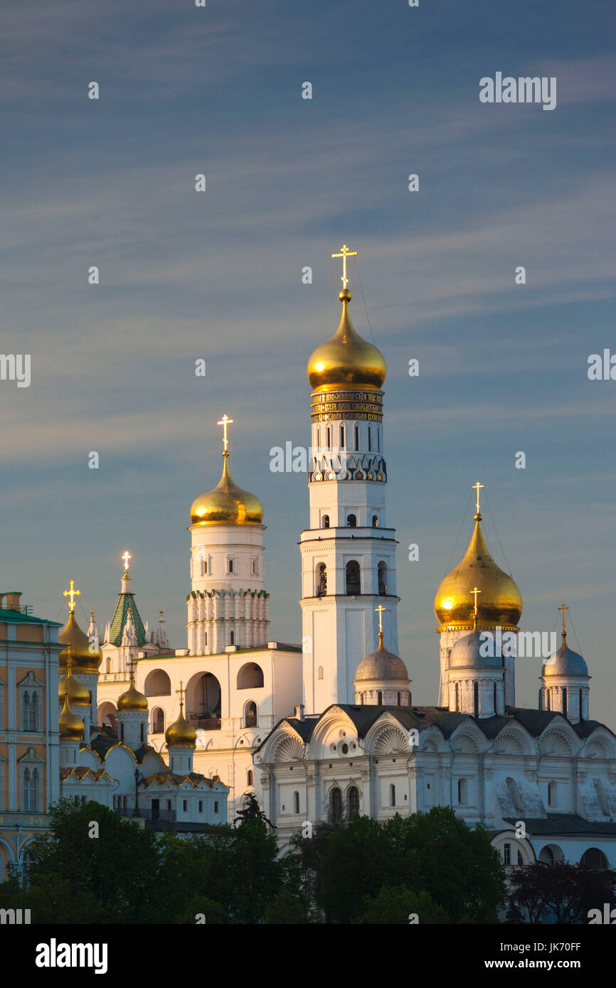 Russia, Moscow Oblast, Moscow, Kremlin, Kremlin churches, sunset Stock