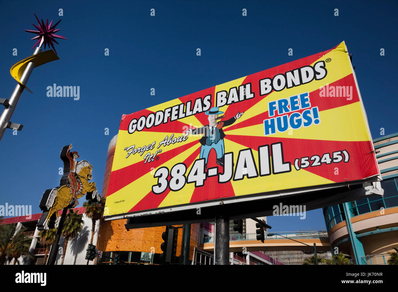 USA, Nevada, Las Vegas, Downtown, Fremont Street East, sign for bail