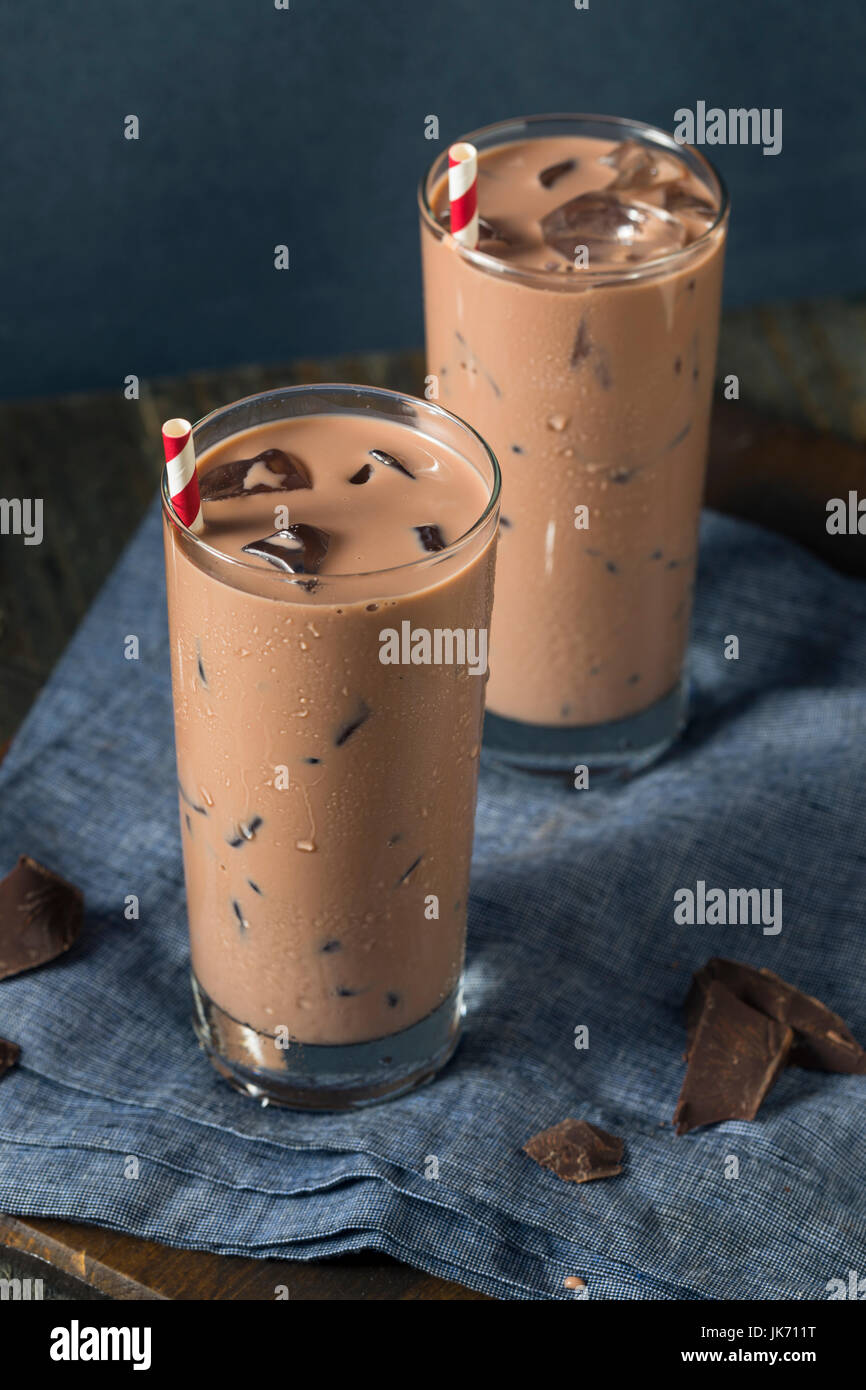 Cold Refreshing Iced Hot Chocolate Milk with Ice Stock Photo Alamy