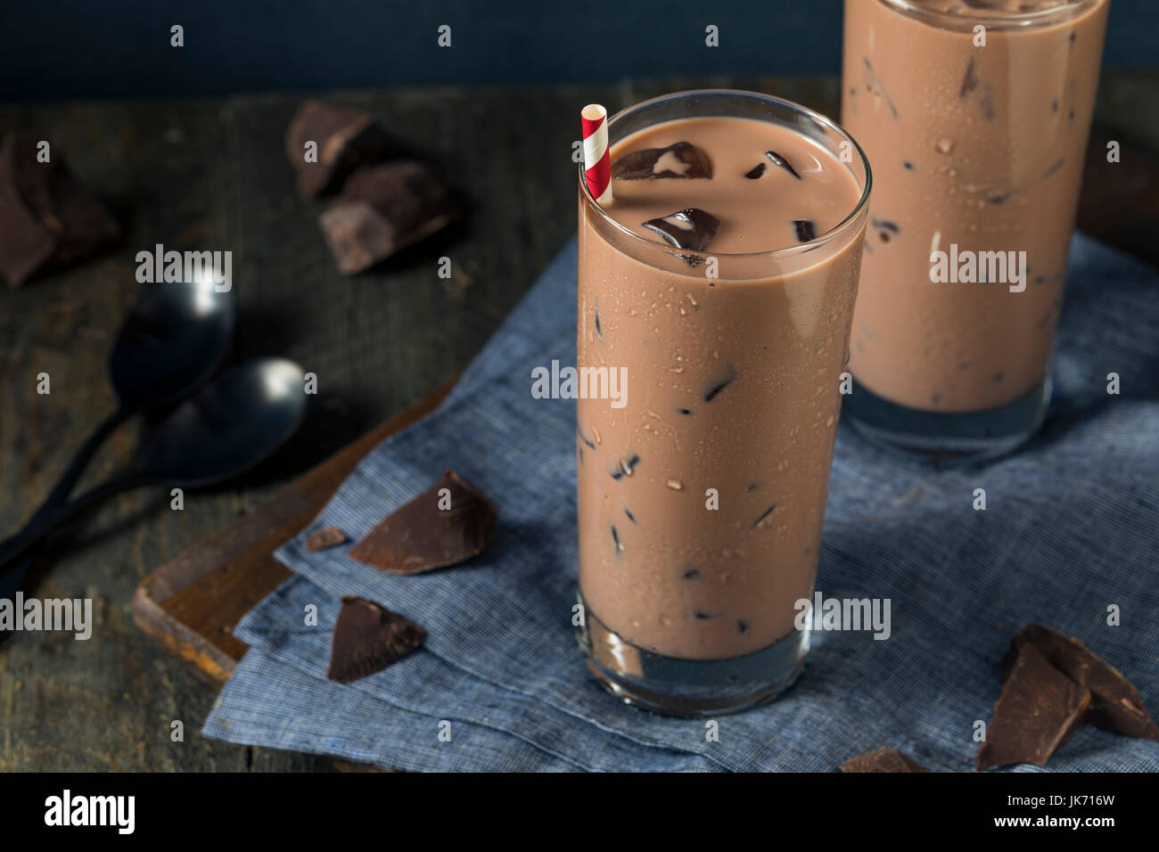 Cold Refreshing Iced Hot Chocolate Milk with Ice Stock Photo Alamy