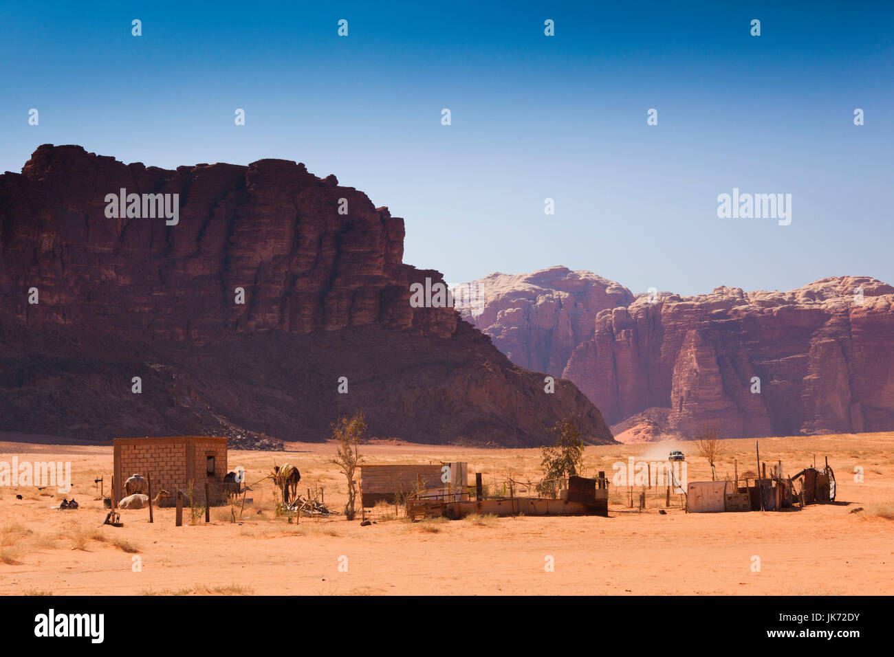 Jordan, Wadi Rum, Rum village, desert settlement Stock Photo
