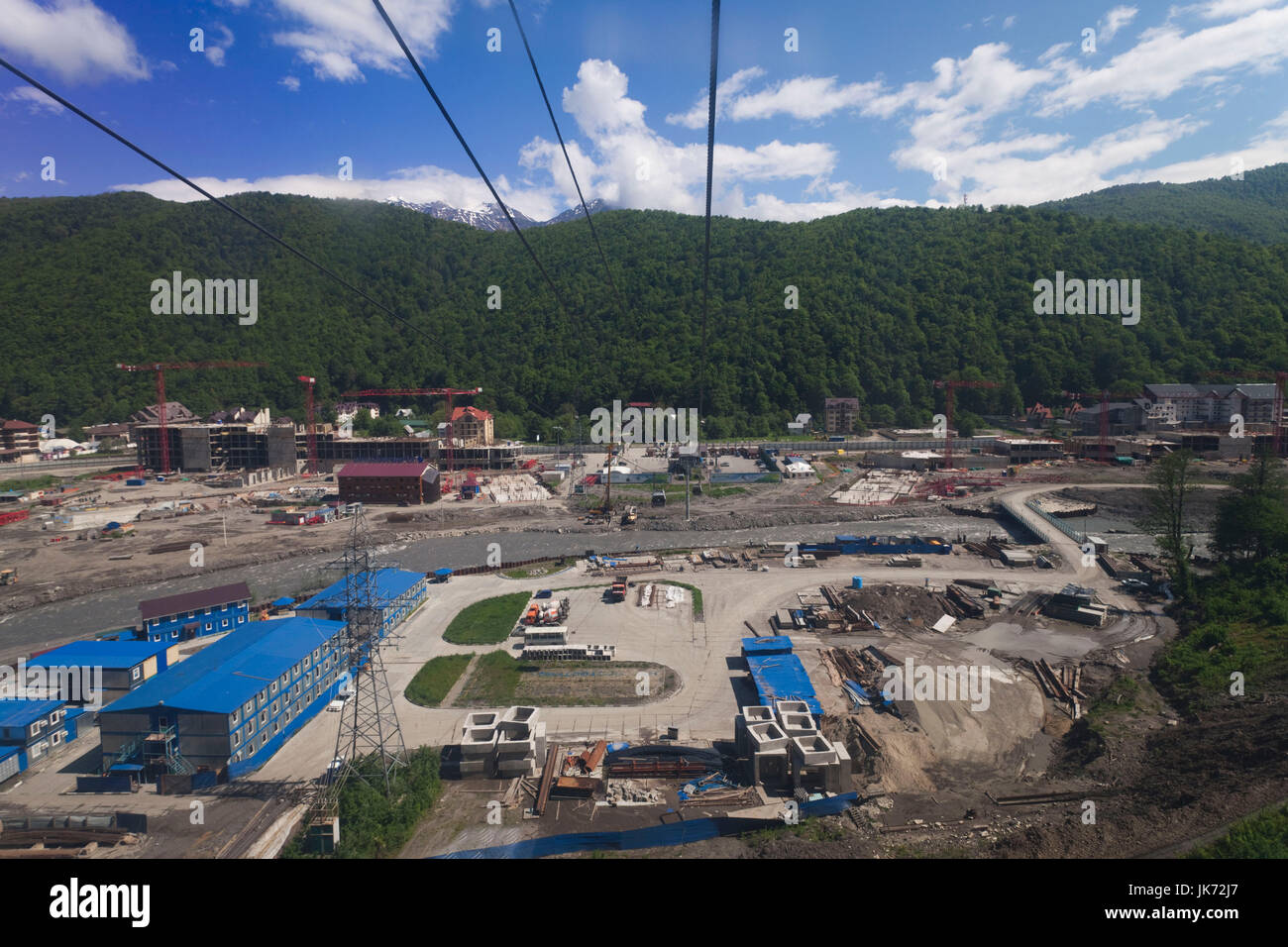 Russia, Caucasus Mountains, Sochi Area, Krasnaya Polyana, Carousel Mountain cable car, summer Stock Photo