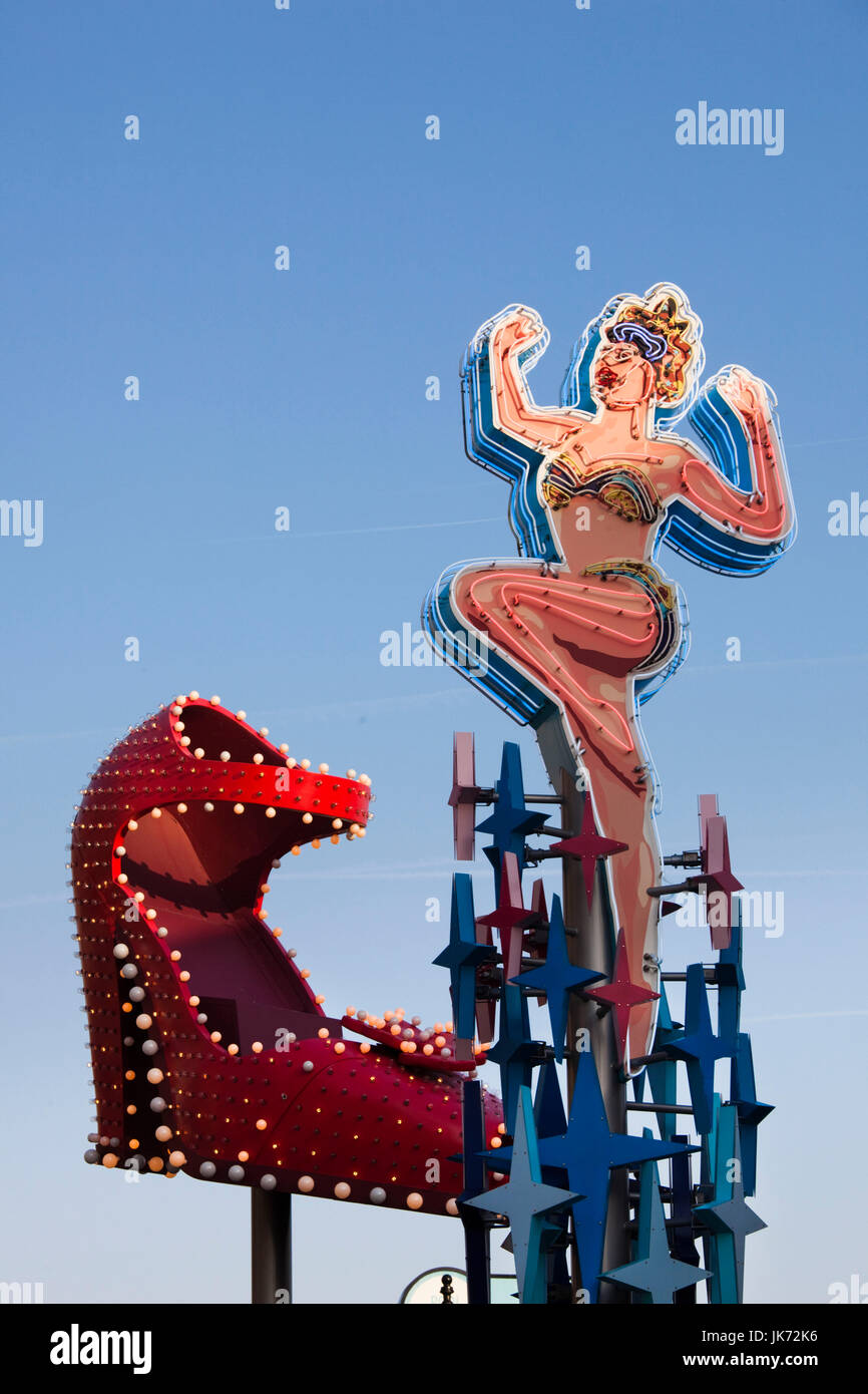 USA, Nevada, Las Vegas, Downtown, old casino signs, Fremont Street East Stock Photo