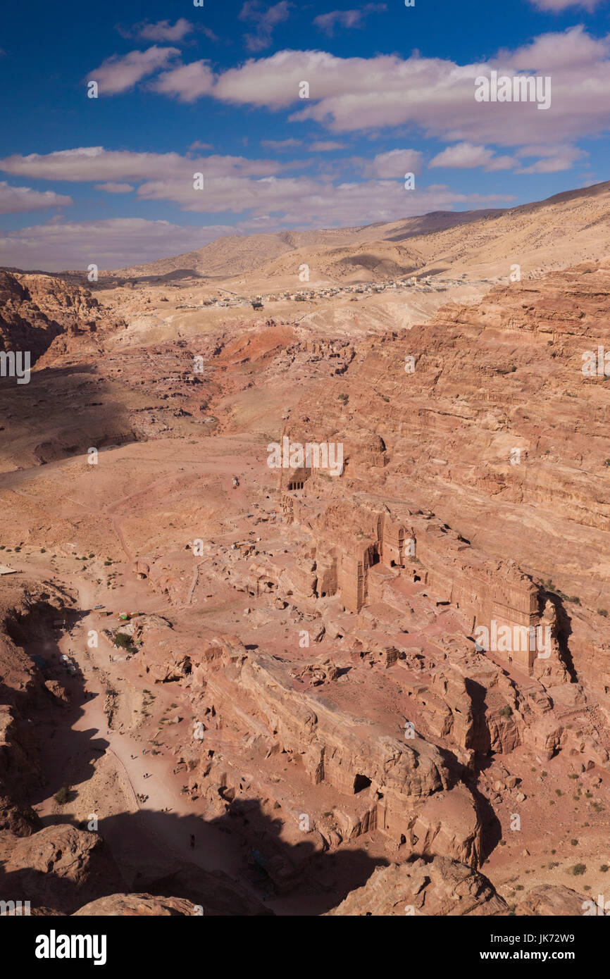 Jordan, Petra-Wadi Musa, Ancient Nabatean City of Petra, elevated view of Petra Valley from the High Place of Sacrifice, Al-Madbah Stock Photo
