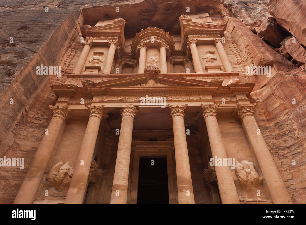 Jordan, Petra-Wadi Musa, Ancient Nabatean City of Petra, The Treasury, Al-Khazneh, NR Stock Photo