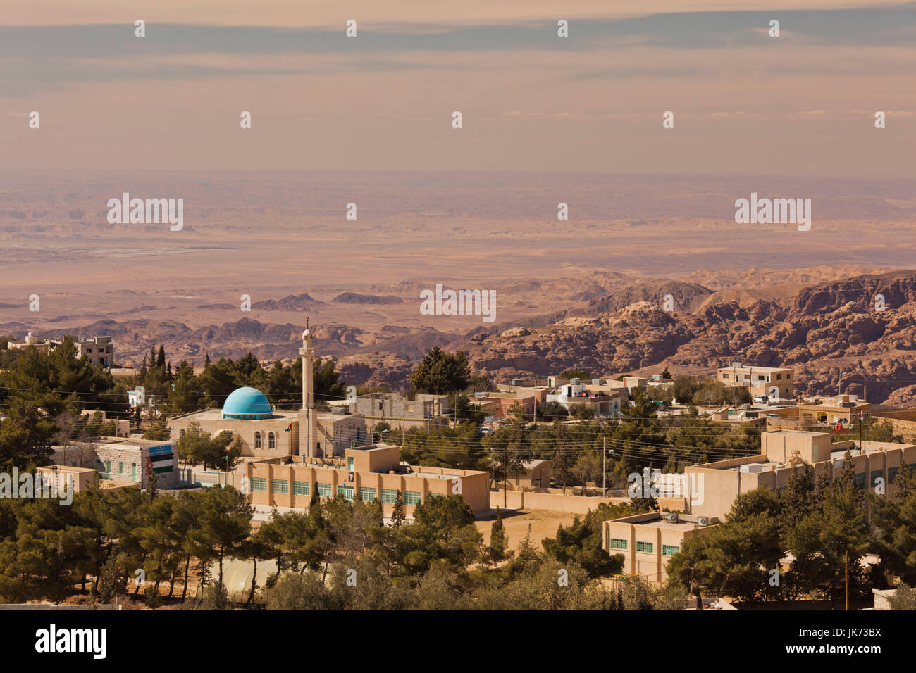 Jordan, Ar-Rajif, elevated desert town view Stock Photo