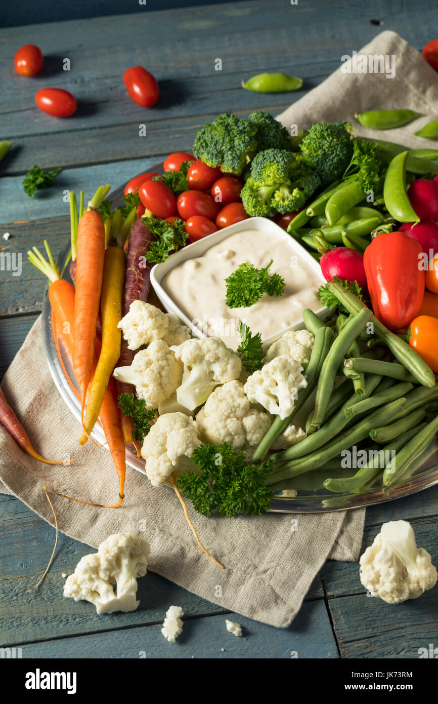 Raw Refreshing Vegetable Crudites Plate with Ranch Dip Stock Photo Alamy