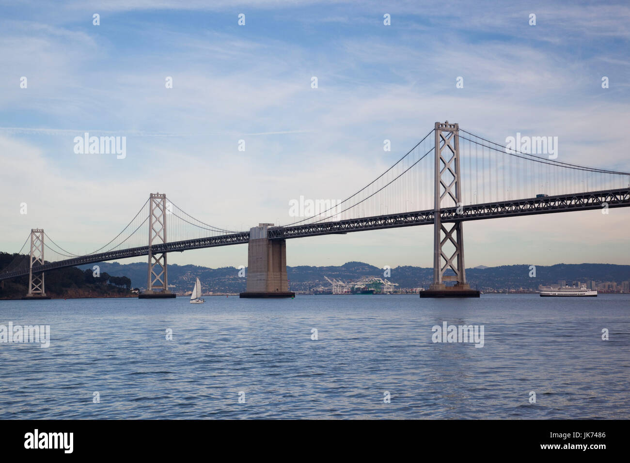 USA, California, San Francisco, Embarcadero, Bay Bridge, late afternoon Stock Photo