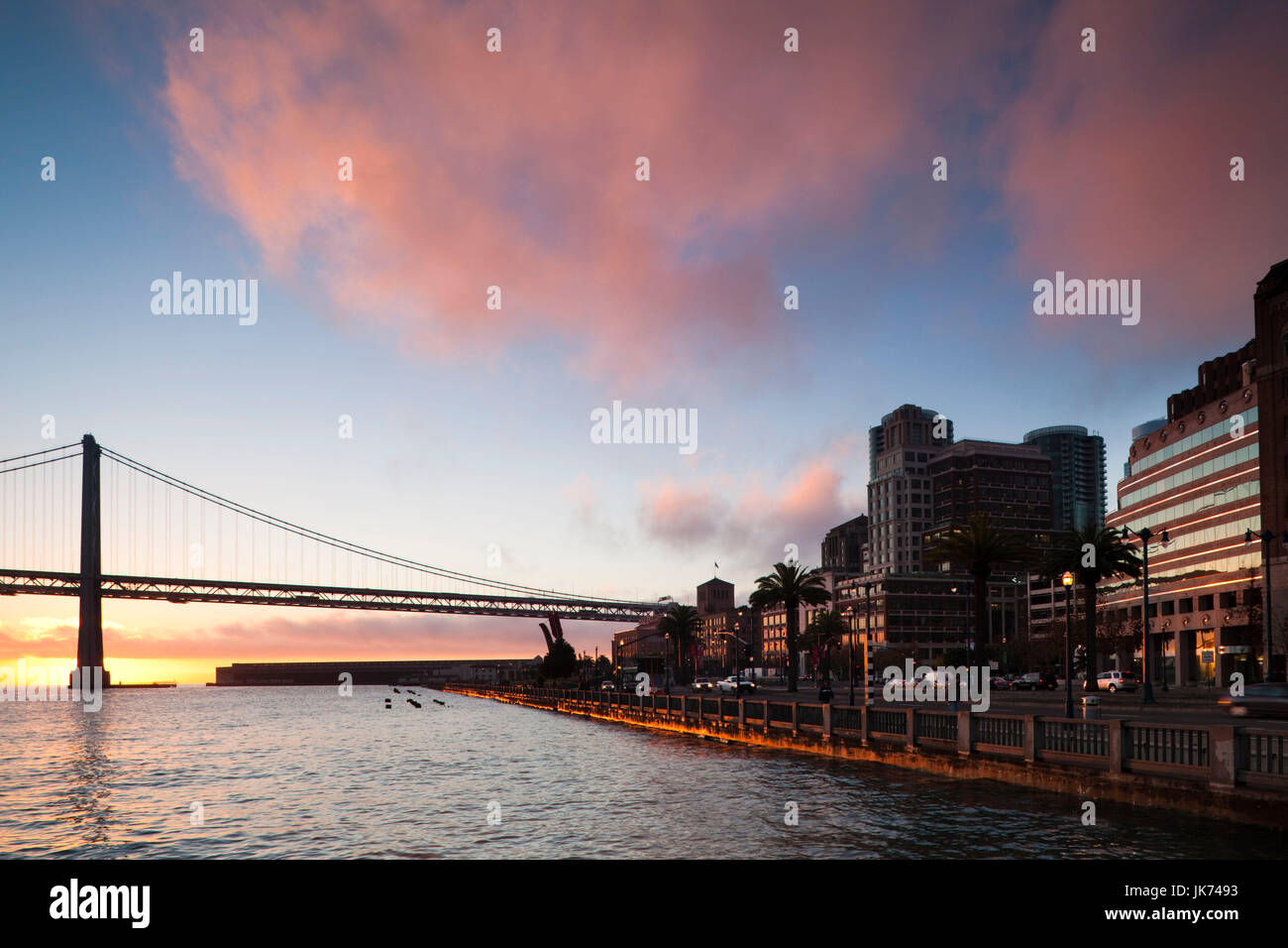 USA, California, San Francisco, Embarcadero, Bay Bridge, dawn Stock Photo