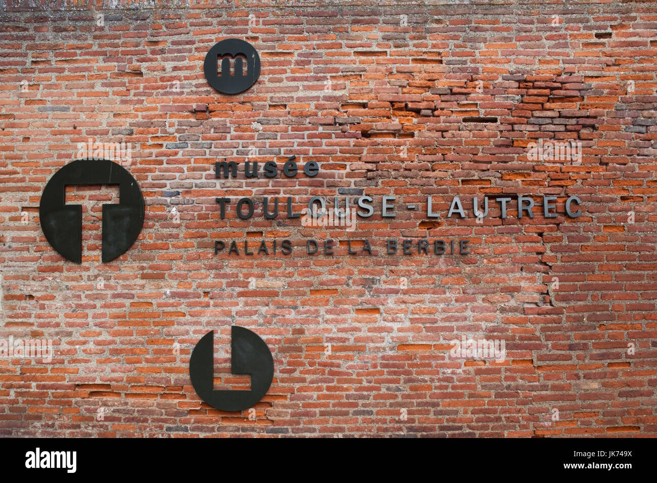 France, Midi-Pyrenees Region, Tarn Department, Albi, Musee Toulouse Lautrec museum, Palais de la Berbie, sign Stock Photo