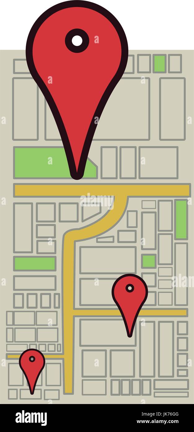 gps map navigation with pointers isolated on white background Stock ...