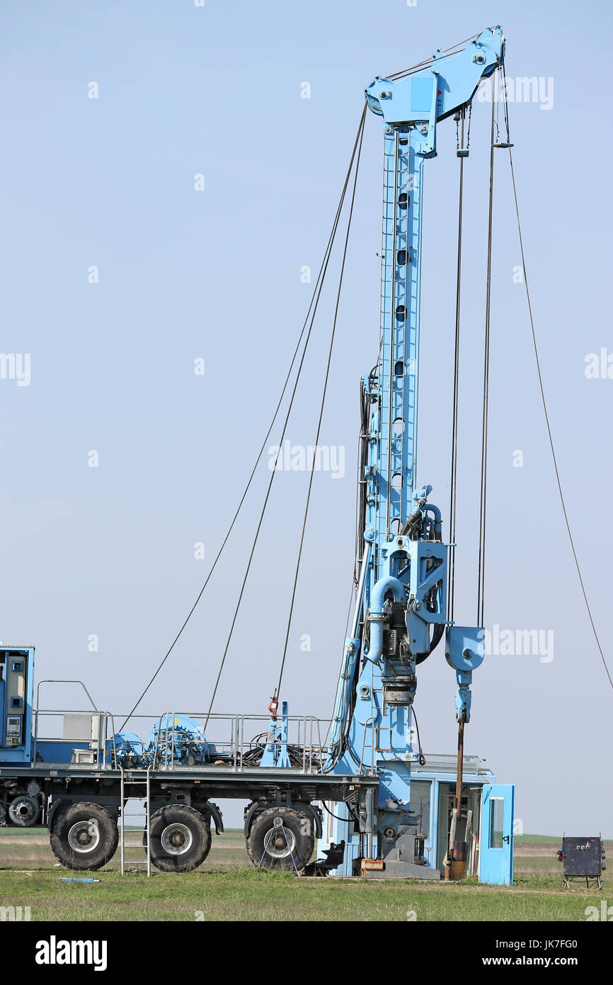 oil exploration mobile drilling rig vehicle Stock Photo