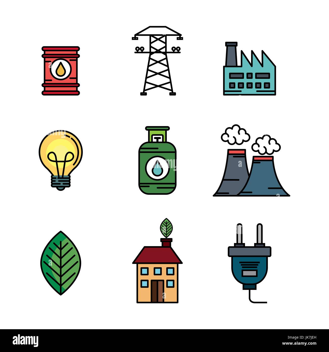 Energy related objects over white background vector illustration Stock
