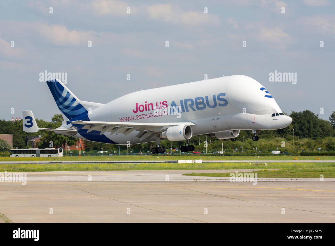 The Airbus A300-600ST, known as the ‘Beluga’ for it’s unique resemblance to the Minke whale boasts one of the biggest cargo holds of any aircraft Stock Photo
